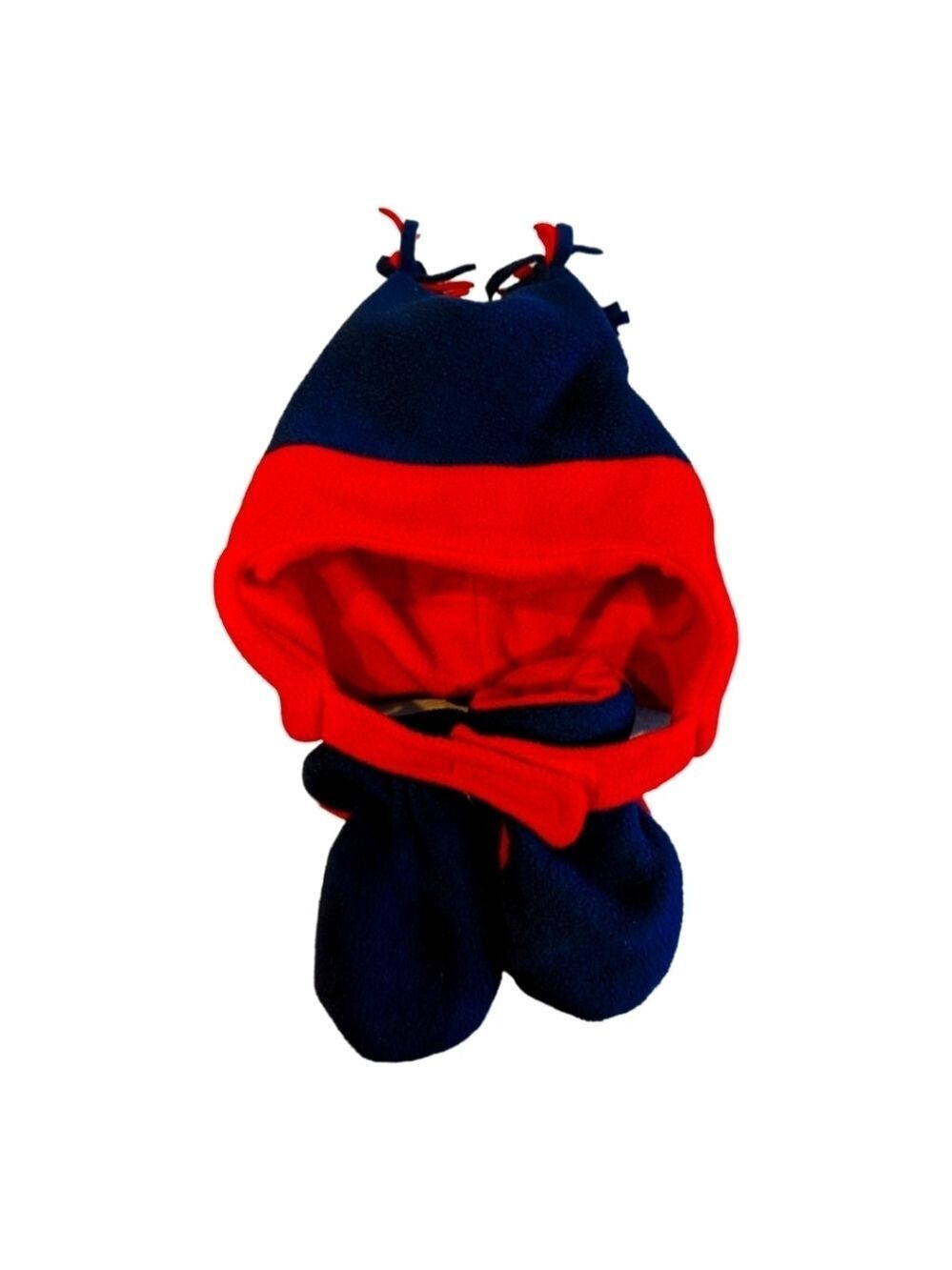 NEW N'Ice Caps Navy & Red Fleece Tassel Beanie and Mittens Set Size 12-24 months